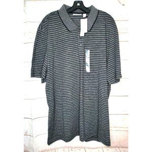 Perry Ellis Portfolio Men 3XL Black Stripe Moisture Wicking Polo Shirt